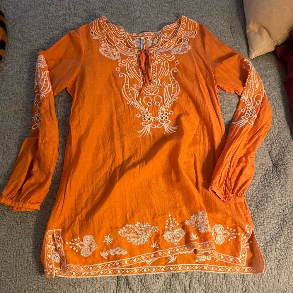 Monoreno Silk & Cotton Tunic Anthropologie Top NWOT